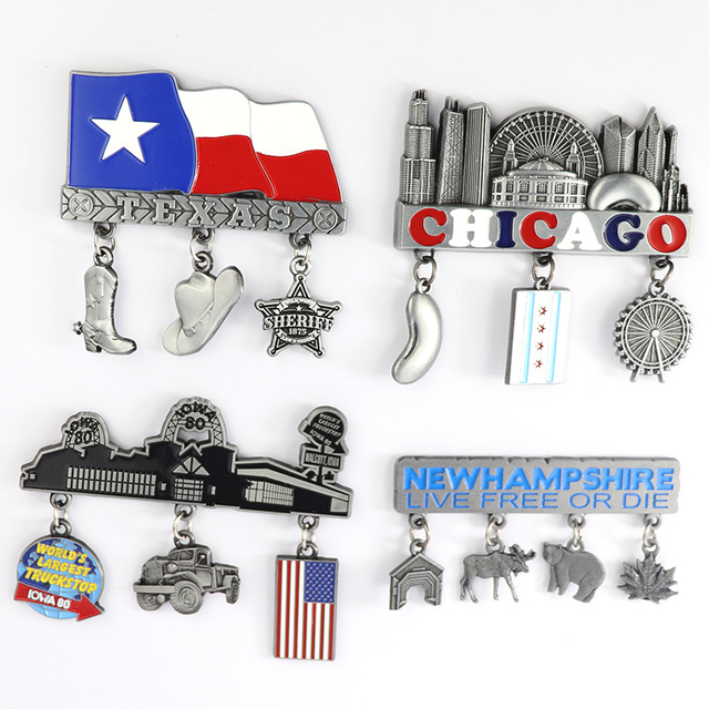 Customized High Quality USA Magnet for Fridge Tourism Souvenirs Custom Logo 3D Metal Fridge Magnet