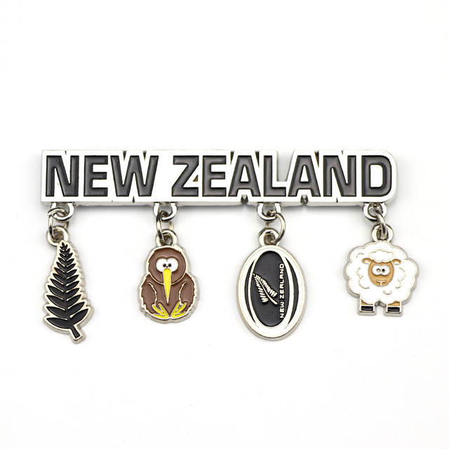 Factory Customised Design Zinc Alloy New Zealand Souvenirs Metal Fridge Magnet Pendant