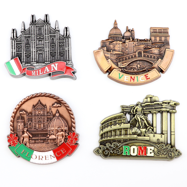 Manufacturer Customised Design Italy Florence Milan Rome Tourist Souvenir 3D Metal Fridge Magnets