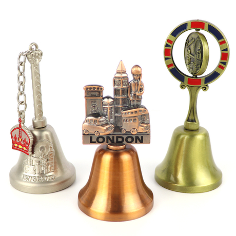 Custom Design Die Casting London Souvenir Dinner Bell Metal Hand Souvenir Bell