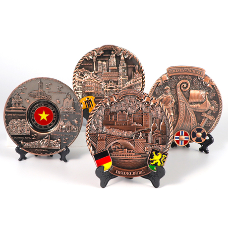 Factory Custom Design 3D Countries City Souvenir Decorative Metal Souvenir Plate