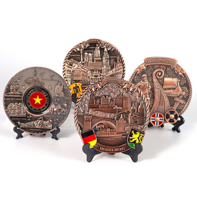 Factory Custom Design 3D Countries City Souvenir Decorative Metal Souvenir Plate