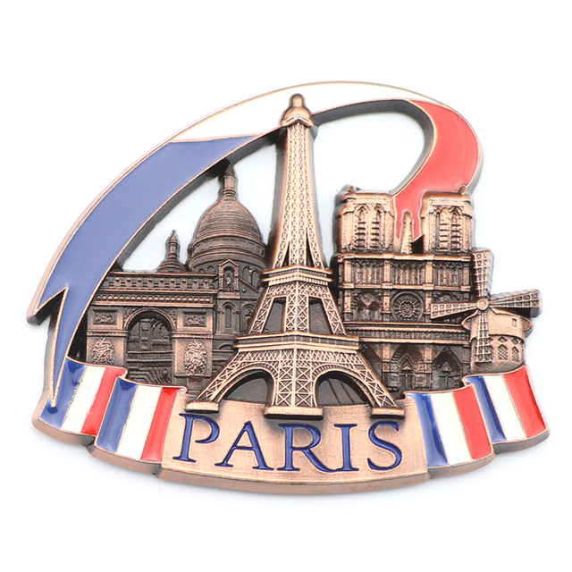 Factory Directly Custom Design Zinc Alloy Metal France Paris Tourist Ref Magnet Souvenir Customized