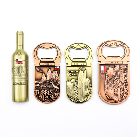 Customised Logo Chile Souvenir Gifts Countries City 3d Metal Magnetic Fridge Magnets Bottle Opener