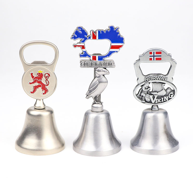 Custom Logo Bottle Opener Dinner Bell Country Souvenir Rotate Brass Bell for Gift Shops