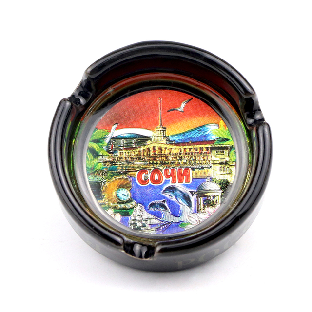 Personalized Custom Logo Pocket Mini Round Souvenir Ash Tray Ceramic Cigar Ashtray