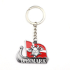 Custom Souvenir Factory Zinc Alloy Denmark Souvenir Keyrings Metal Keychain