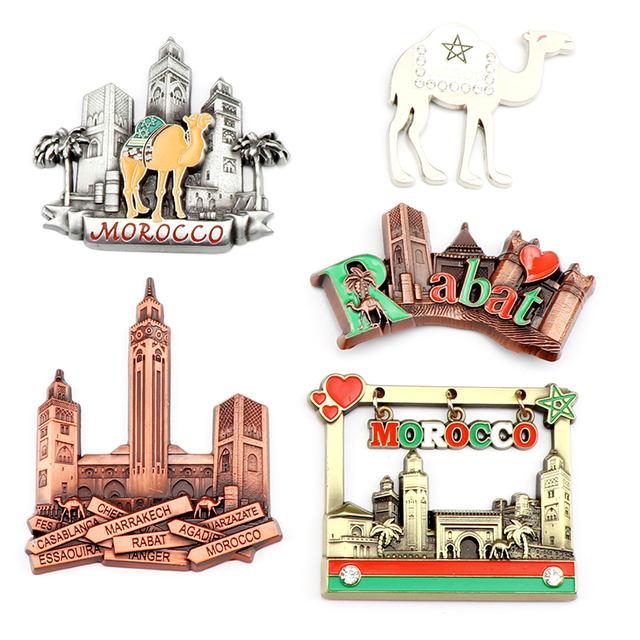 Customised Morocco City Logo Souvenir Magnets Fridge Metal Custom 3D Refrigerator Magnet
