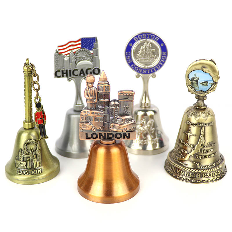 Customized Design Travel Souvenir Dinner Bell Hand Bell Table Decorative Metal Souvenir Bells