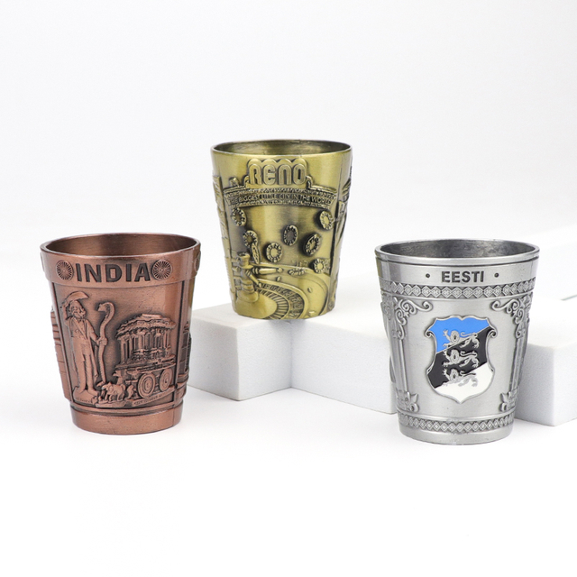 Wholesale Customized Design Table Decor Countries City Tourist Souvenir Metal Shot Glasses