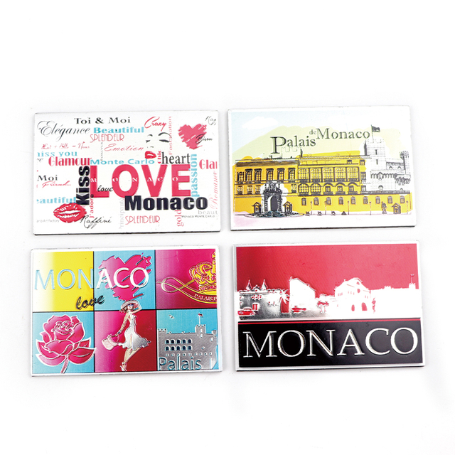 Customised Made Monaco Souvenir Metal Aluminum Foil Refrigerator Fridge Magnet