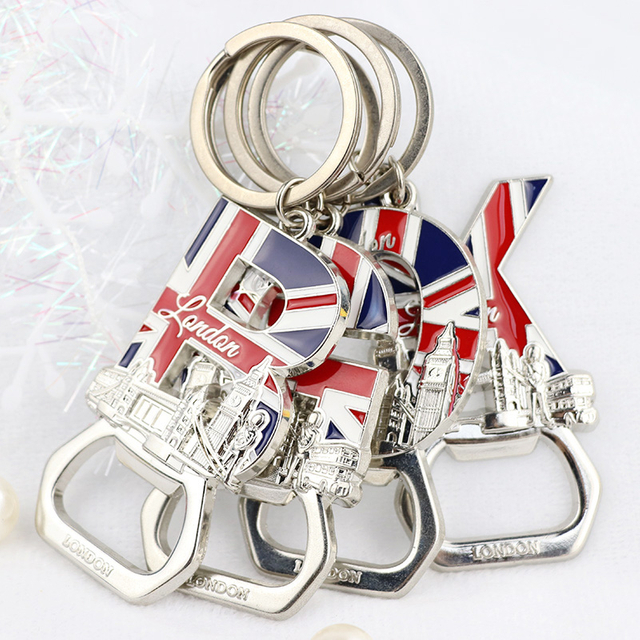 Custom Design London Souvenir Initial Letter Key Chain Metal Bottle Opener Keychain