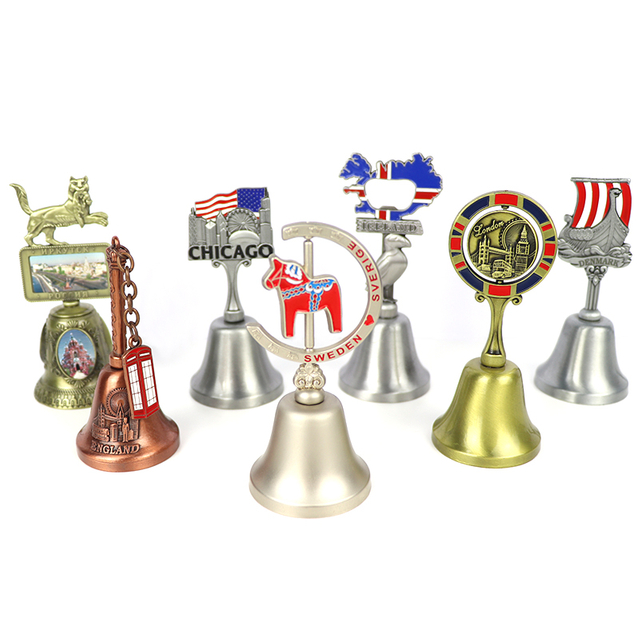 Custom Engraved Die Cast Metal Crafts Antique Brass Bell Zinc Alloy Souvenir Dinner Bell