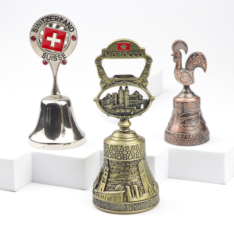 Customized Design Zinc Alloy Switzerland Souvenir Bell Table Decor Hand Dinner Bell