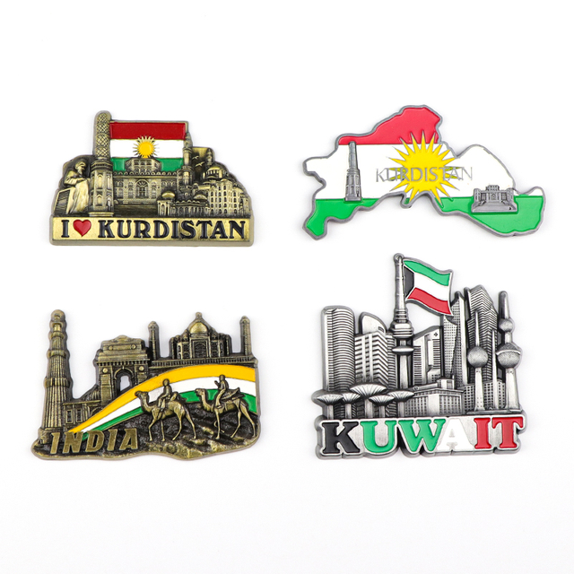 Personalized Zinc Alloy Kurdistan Souvenir Metal 3d Fridge Magnet Customised