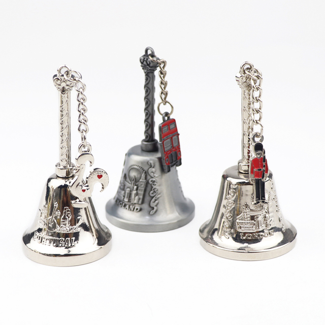 Custom Logo Zinc Alloy Engraved Table Decorative Travel Souvenir Bell Hand Metal Dinner Bell