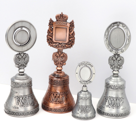 Factory Custom Logo Russia Souvenirs Zinc Alloy Metal 3d Hand Souvenir Dinner Bell