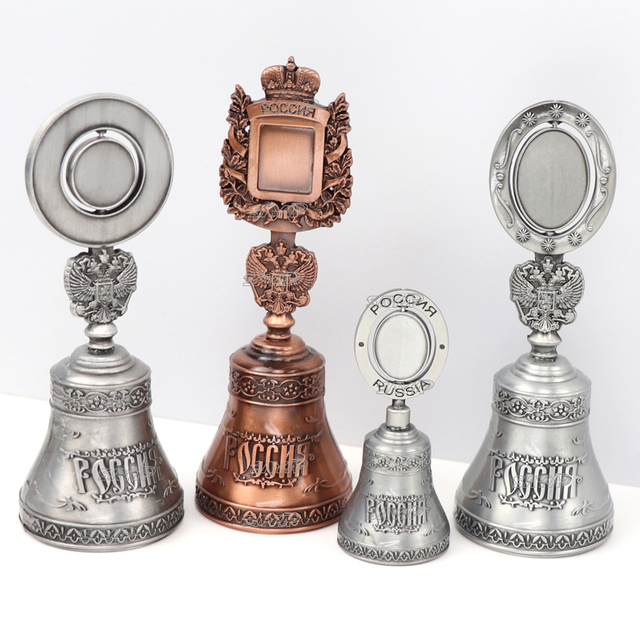 Factory Custom Logo Russia Souvenirs Zinc Alloy Metal 3d Hand Souvenir Dinner Bell