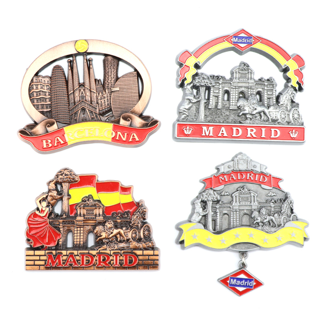 Factory Custom Design Metal 3d Spain City Madrid Barcelona Tourist Souvenir Gift Fridge Magnet