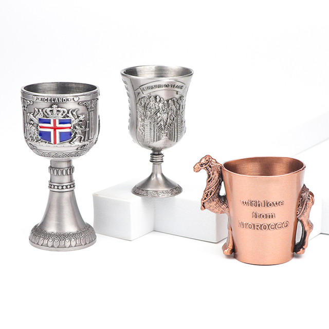 Factory Wholesale Customized Design Logo Zinc Alloy Metal Tourist Souvenir Shot Glass
