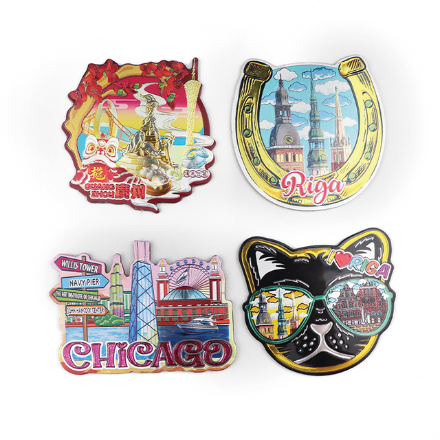 Custom Logo Shaped Aluminum Foil Printing Countries Souvenir Fridge Magnet