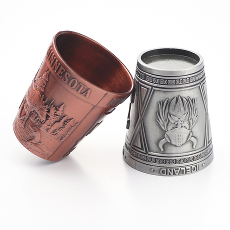 Wholesale Custom Design Anti Bronze Copper Viking Travel Tourist Souvenir Metal Shot Glasses