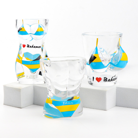 Wholesale Customized Logo Country Flag Tourist Souvenir Bust Breast 3D Bikini Sexy Shot Glass