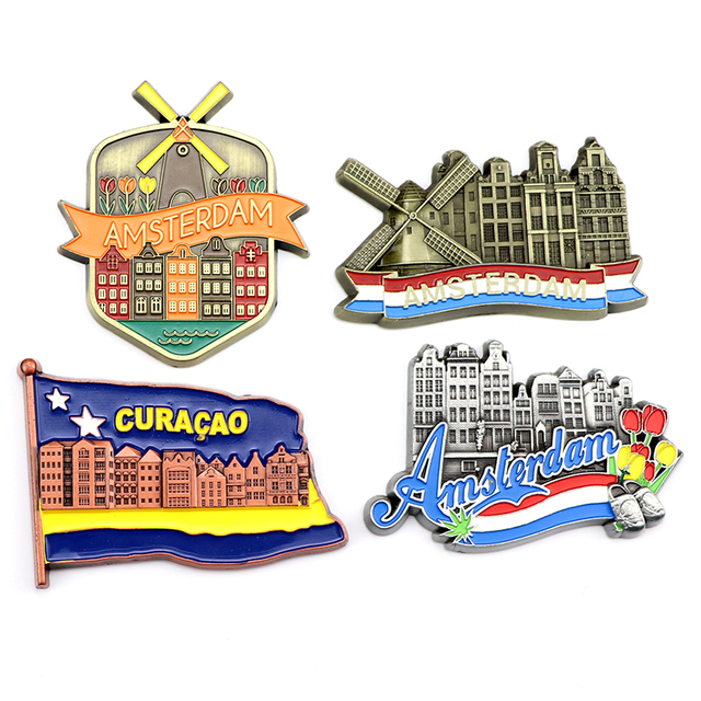 Personalized Netherlands Holland Amsterdam Windmill Tulip City Souvenirs Logo Metal Custom 3D Fridge Magnets