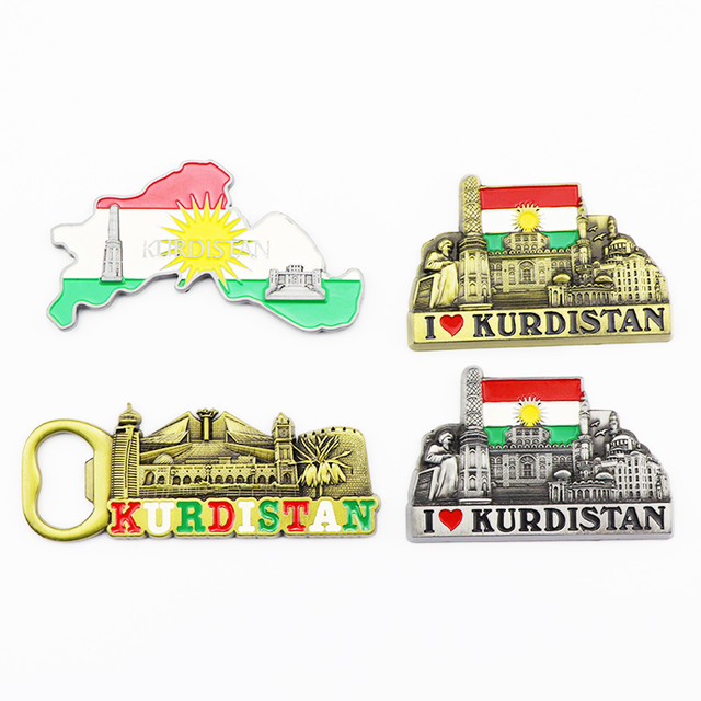 Personalized Zinc Alloy Iraq Kurdistan Souvenir Metal 3d Fridge Magnet Customised