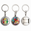 Customized Logo Engraved Epoxy Beach Souvenir Key Chain Bottle Cap Shaped Metal Bottle Opener Keychain