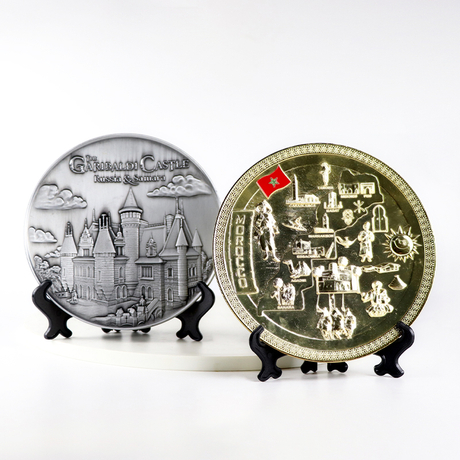Custom Souvenir Plate Antique Zinc Alloy Country Tourist Souvenir Decorative 3D Metal Plate