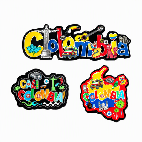 Wholesale Custom Colombia Souvenir Tourist Gifts Aluminium Foil Fridge Magnet for Decor