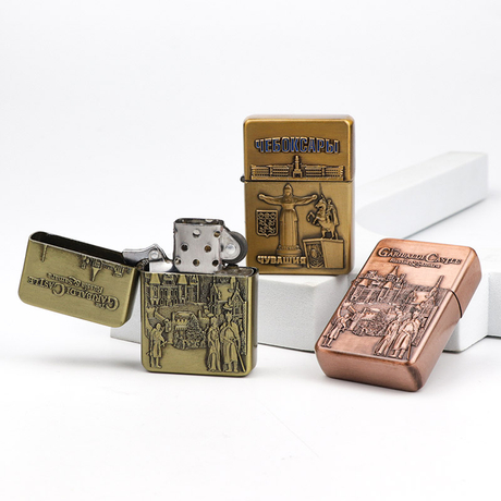 Wholesale Customized Logo Vintage Souvenir Metal Cigarette Kerosene Oil Windproof Lighter