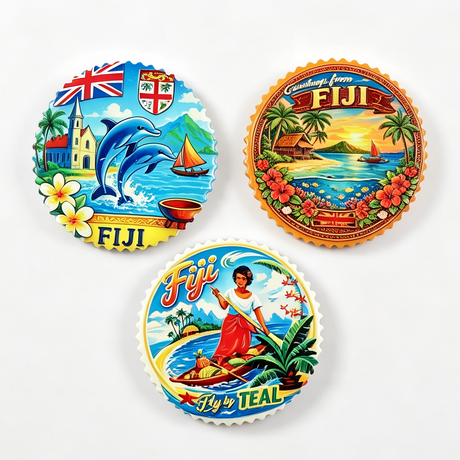 Custom Fiji Travel Souvenirs Fridge Magnet UV Printed Logo Ceramic Refrigerator Magnet