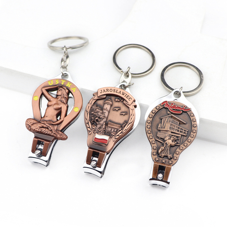 Wholesale Custom Logo 3 Function Nail Clipper Travel Souvenir Nail Cutter with Opener Keychain