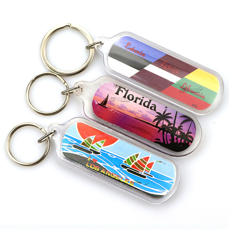 Wholesale Custom Logo Printing Beach Souvenir Key Chain Clear Acrylic Keychain