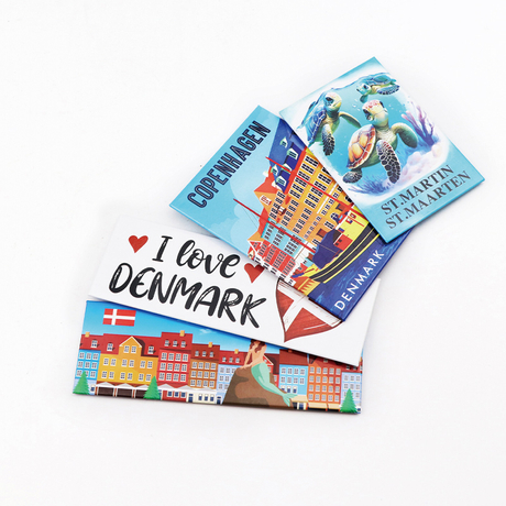 Wholesale Custom Logo Countries Denmark Souvenir Tinplate Magnet Metal Tin Plate Fridge Magnets