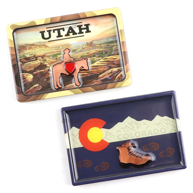 Customized Design 3D Utah Souvenir Epoxy Wooden MDF Refrigerator Fridge Magnet