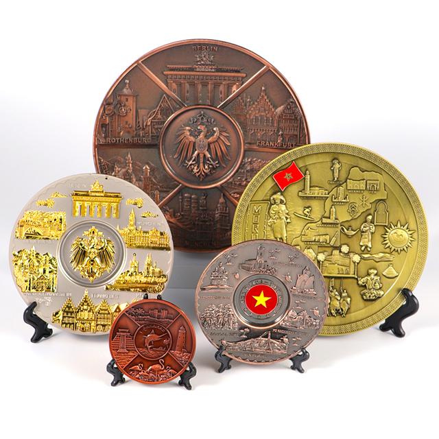 Customised Made Zinc Alloy 3d Metal Crafts Countries Tourist Souvenir Plate