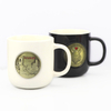 Custom Metal Logo White Ceramic Mugs Souvenir Cup Coffee Mug for Drinking