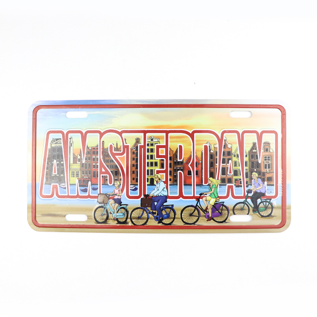 Customised Logo Netherlands Holland Amsterdam Souvenirs 3d Aluminum Car License Plate for Gift Shops Wholesaler
