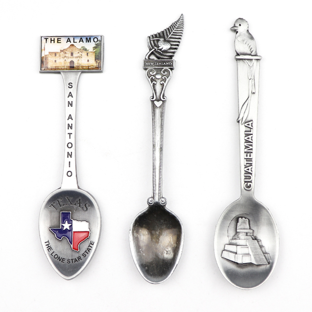 Customised Made Engraved Vintage Zinc Alloy Metal Tourist Souvenir Spoon