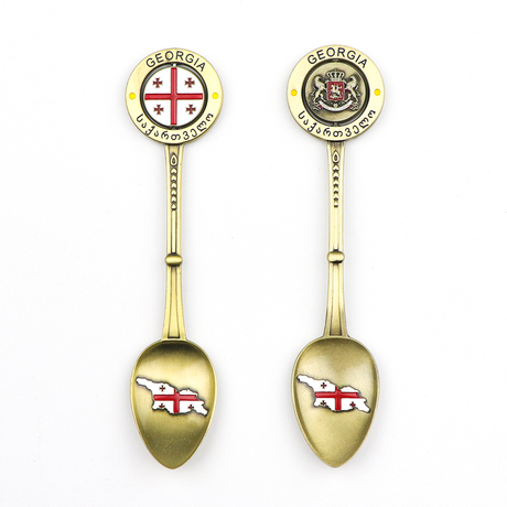Custom Logo Zinc Alloy Vintage Mini Georgia Souvenir Tourist Metal Souvenir Spoon