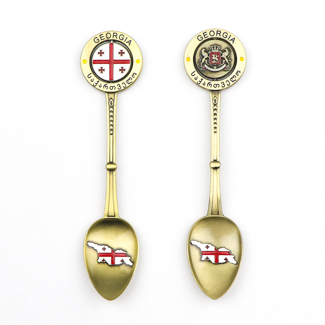 Custom Logo Zinc Alloy Vintage Mini Georgia Souvenir Tourist Metal Souvenir Spoon