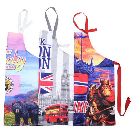 Custom Logo Digital Printed Souvenir Reusable Pocket Polyester Kids Bib Aprons