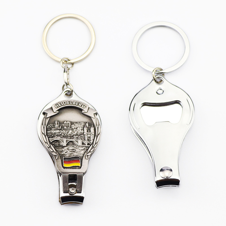 Personalized Custom Logo Tourist Souvenir Multifunction Nail Cutter Clipper Keychain with Opener