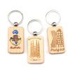 Custom Logo Laser Engraved Printed Souvenir Wood Keychain Wooden Key Chain Keyring