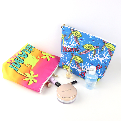 Custom Logo Polyester Toiletry Waterproof Makeup Bag Souvenir Zipper Cosmetic Bags