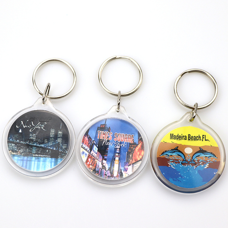 Custom Logo Souvenir Blank Clear Transparent Round Acrylic Keychain Key Charms