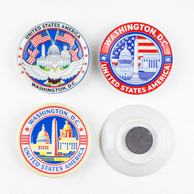 Custom Logo UV Printing 3D Washington, D.C. Tourist Souvenir Ceramic Plate Fridge Magnet